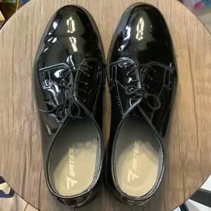 Bates Men's Glossy High Gloss Black Oxfords Shiny Uniform Dress Shoes 93E E00942